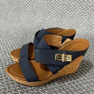 Tommy Hilfiger Blue Wedges with Cork Platform